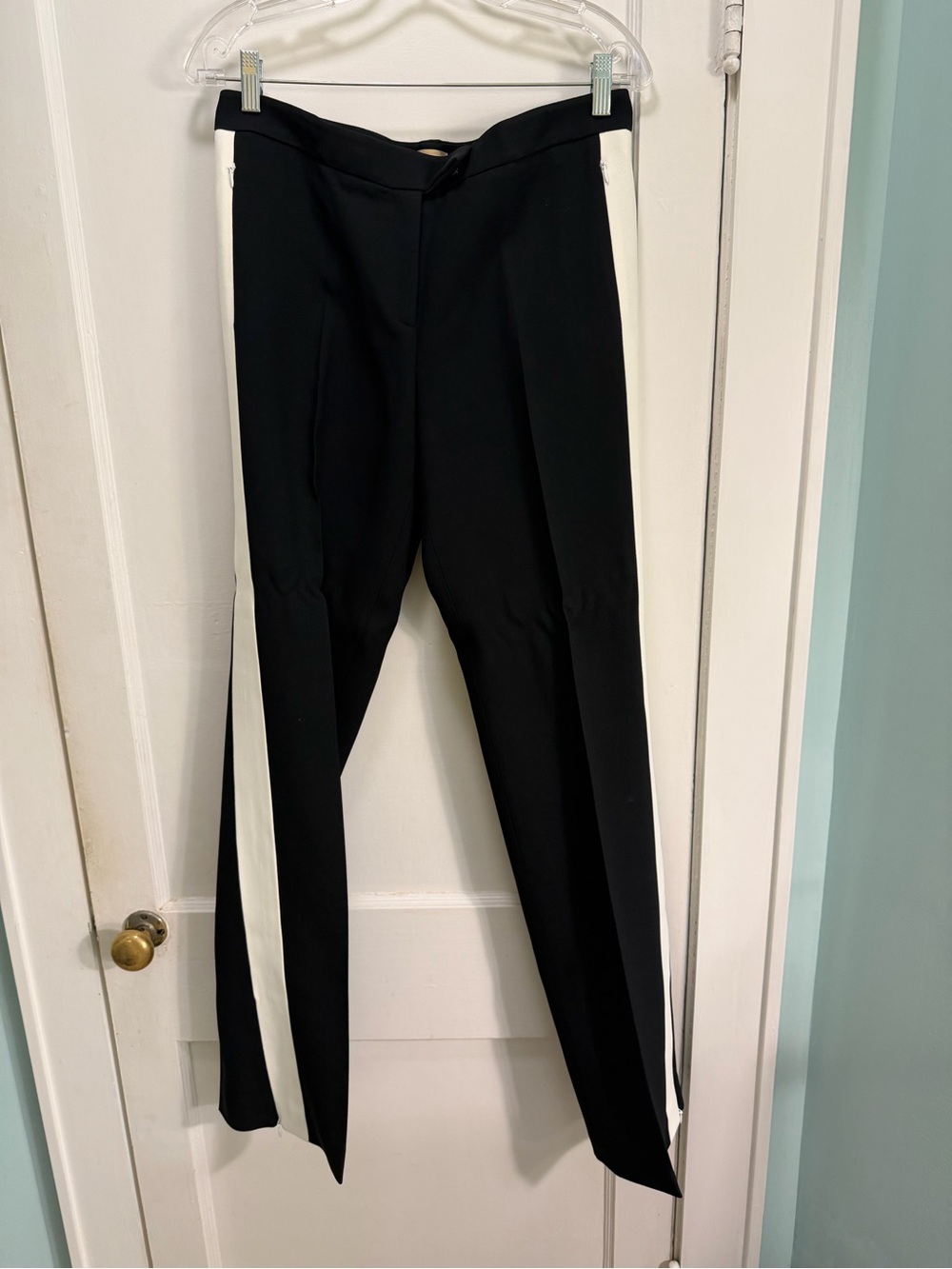 NWT Michael Kors Collection Black Trousers with White Side Stripes